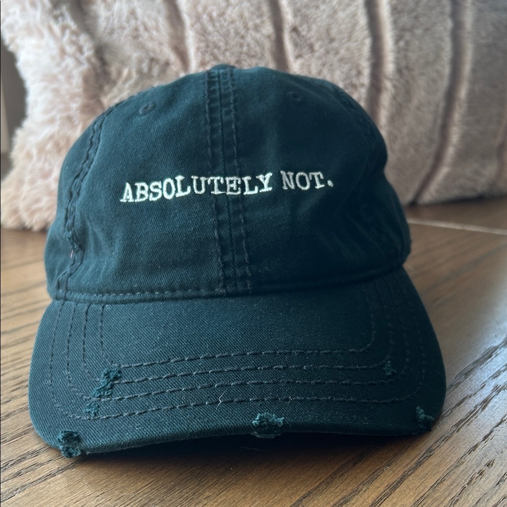 Black Distressed Embroidered Cap